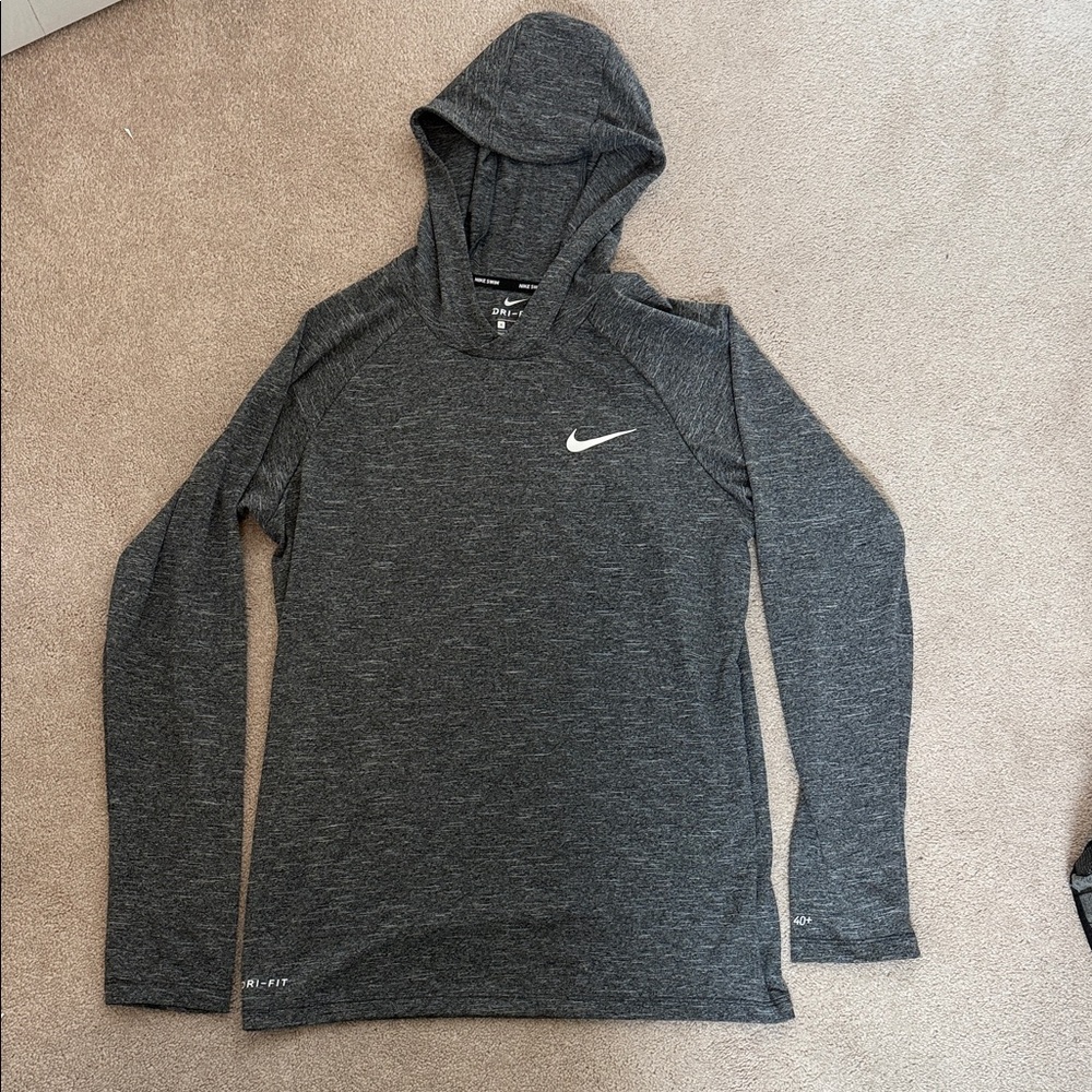 Nike Heather Gray Swim Hooded Top with Dri-FIT- Small